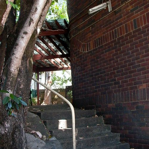 The stairs down to the outdoor work area, circa 2003..