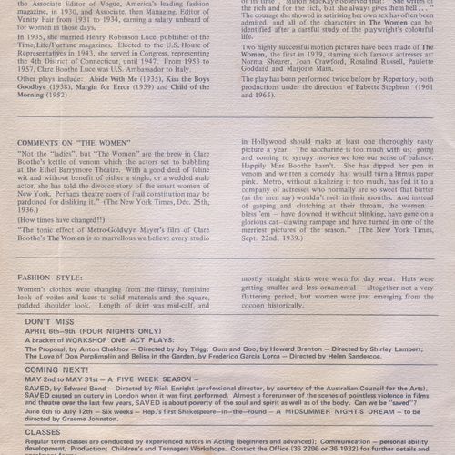 The Women program notes, 1975