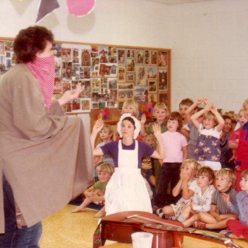 ECDP's  Dig with Paul Haseler & Christine Hoepper role-playing with pre-school children, 1978.