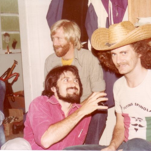 ECDP team members: Team Leader  Phil Armit with blond hair, Joe Woodward with beard and Sean Mee with hat, 1978.
