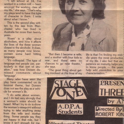 Playwright Doreen Clarke in Time Off, March 14-27, 1980.