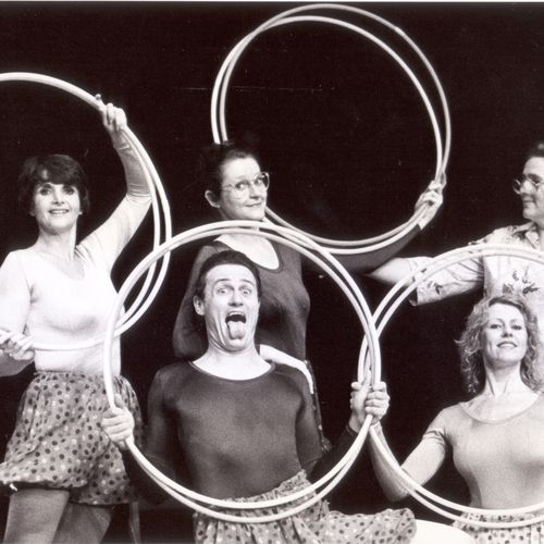 ECDP's in-theatre production of Once Upon A Long Time Ago directed by Mark Radvan with Margery Forde, Linda Sproul, Margaret Goss and front row Chris Burns & Lil Kelman, 1982.