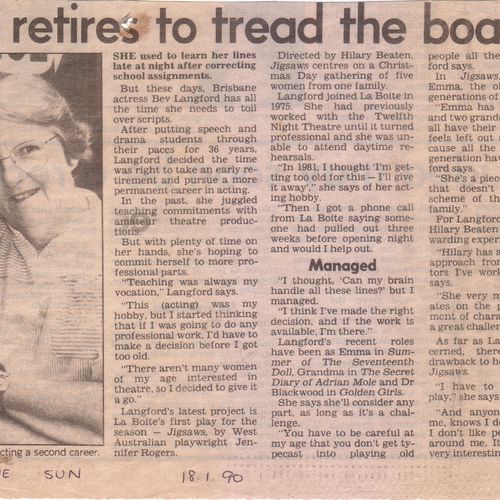 Bev Langford turns professional.The Sun, January 1, 1990.