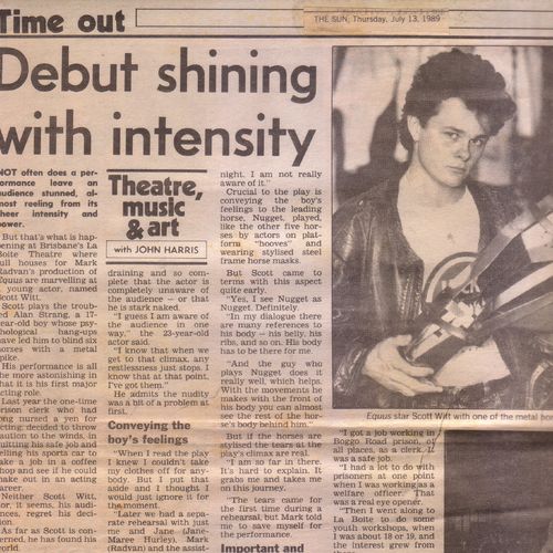 Equus review in The Sun July 13 1989.