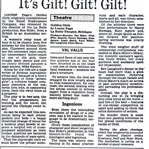 Review by Val Vallis in The Australian, September 1989.