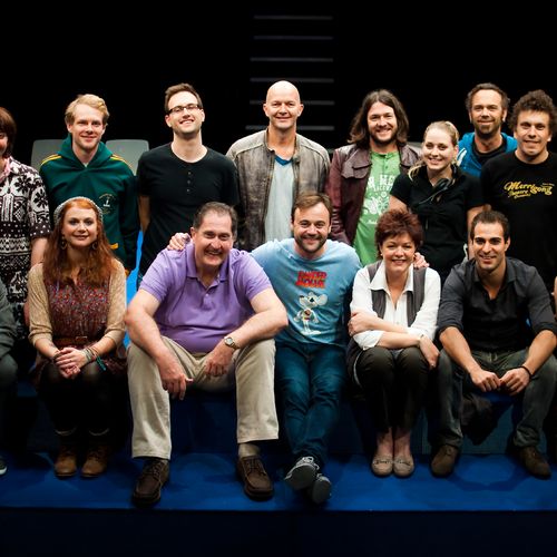 Director David Berthold with cast, crew & creatives of Ruben Guthrie, 2011.