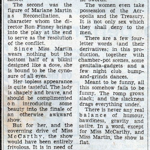 Review by David Rowbotham in The Courier Mail, 9 October 1976.