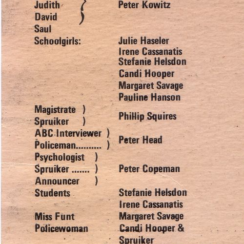The Chapel Perilous cast list.